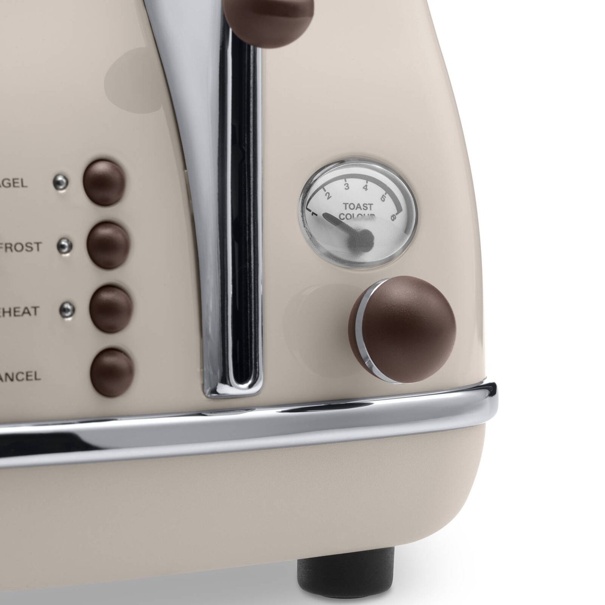 Delonghi Icona Vintage 4 Slice Toaster 325mm Beige - Stainless Steel - Extra Wide Slots - SuperSaverAU - view 3