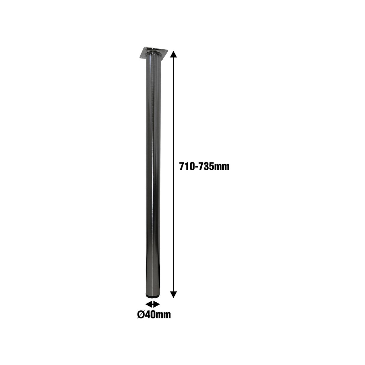 Adoored Adjustable Metal Furniture Leg - 40 x 710mm - Brushed Nickel - Single Leg - SuperSaverAU - view 3