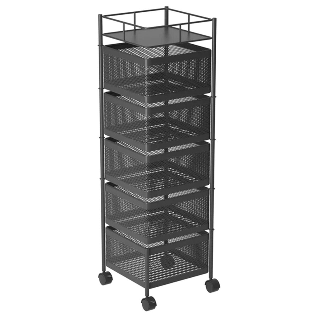 SOGA Square Kitchen Shelves - Black Carbon Steel - 10kg Per Shelf - Foldable - 9357641023587