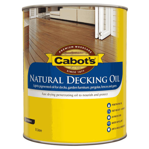Cabot's Natural Decking Oil 1L Oil-Based, UV Resistant, Deep Penetrating Timber Finish for Decks & Fencing