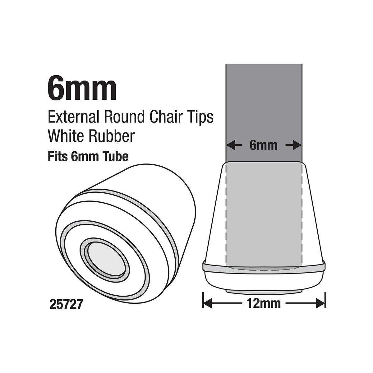 Surface Gard 6mm White Round Rubber Chair Tips 4 Pack - Floor Protection - SuperSaverAU - view 2