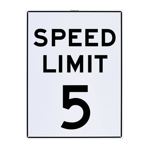 Sandleford 5km Speed Limit Sign 450 x 600mm White/Black Polypropylene