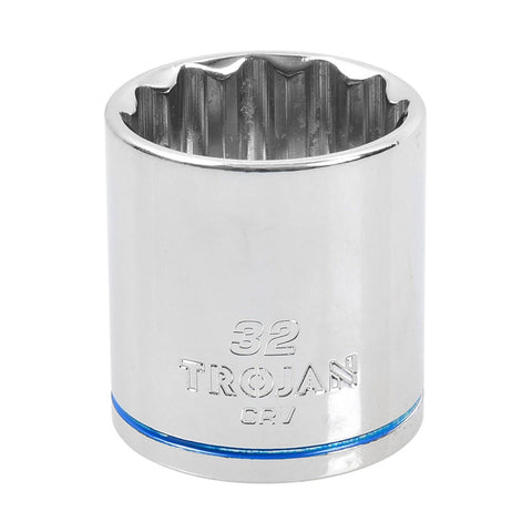 Trojan 32mm Socket 1/2 Drive - Polished Chrome Vanadium - 12 Point Design - Lifetime Warranty - SuperSaverAU - view 1