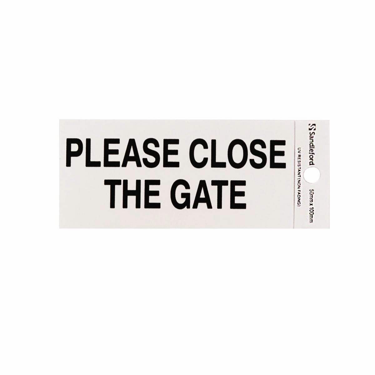 Sandleford 100 x 50mm Please Close The Gate Silver Self Adhesive Sign