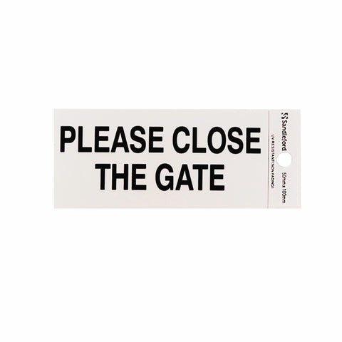 Sandleford 100 x 50mm Please Close The Gate Silver Self Adhesive Sign