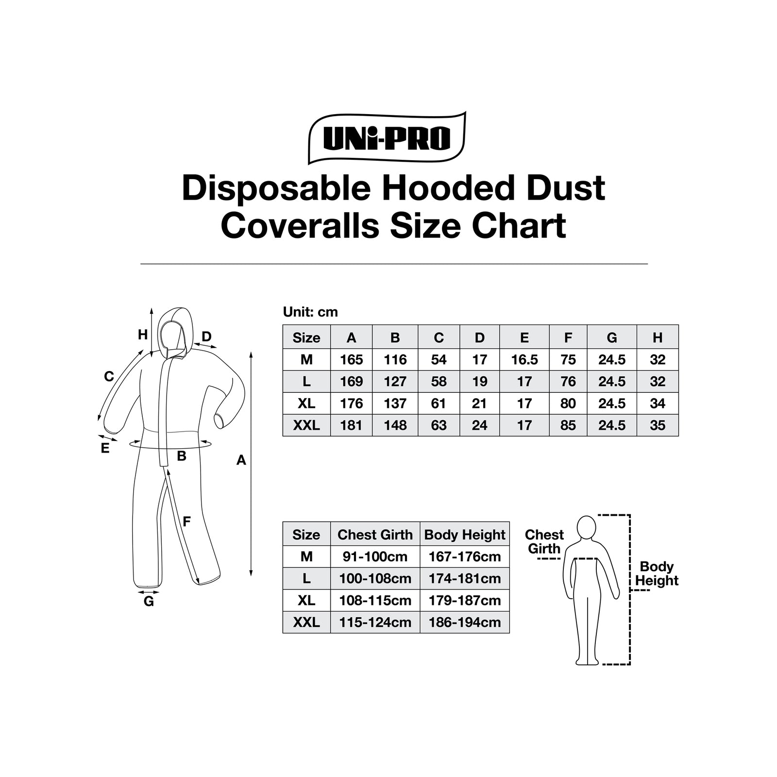 Uni-Pro XXL Hooded Disposable Coveralls White