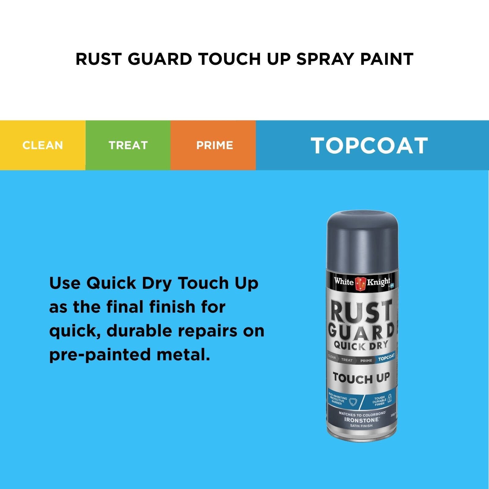 White Knight Rust Guard Touch Up Spray Paint 300g Ironstone Satin