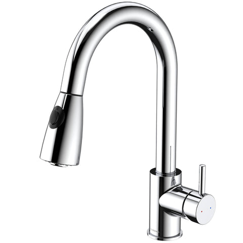 Caroma Husk Sink Mixer with Retractable Dual Spray, Polished Chrome, WELS 5 Star 6L/min