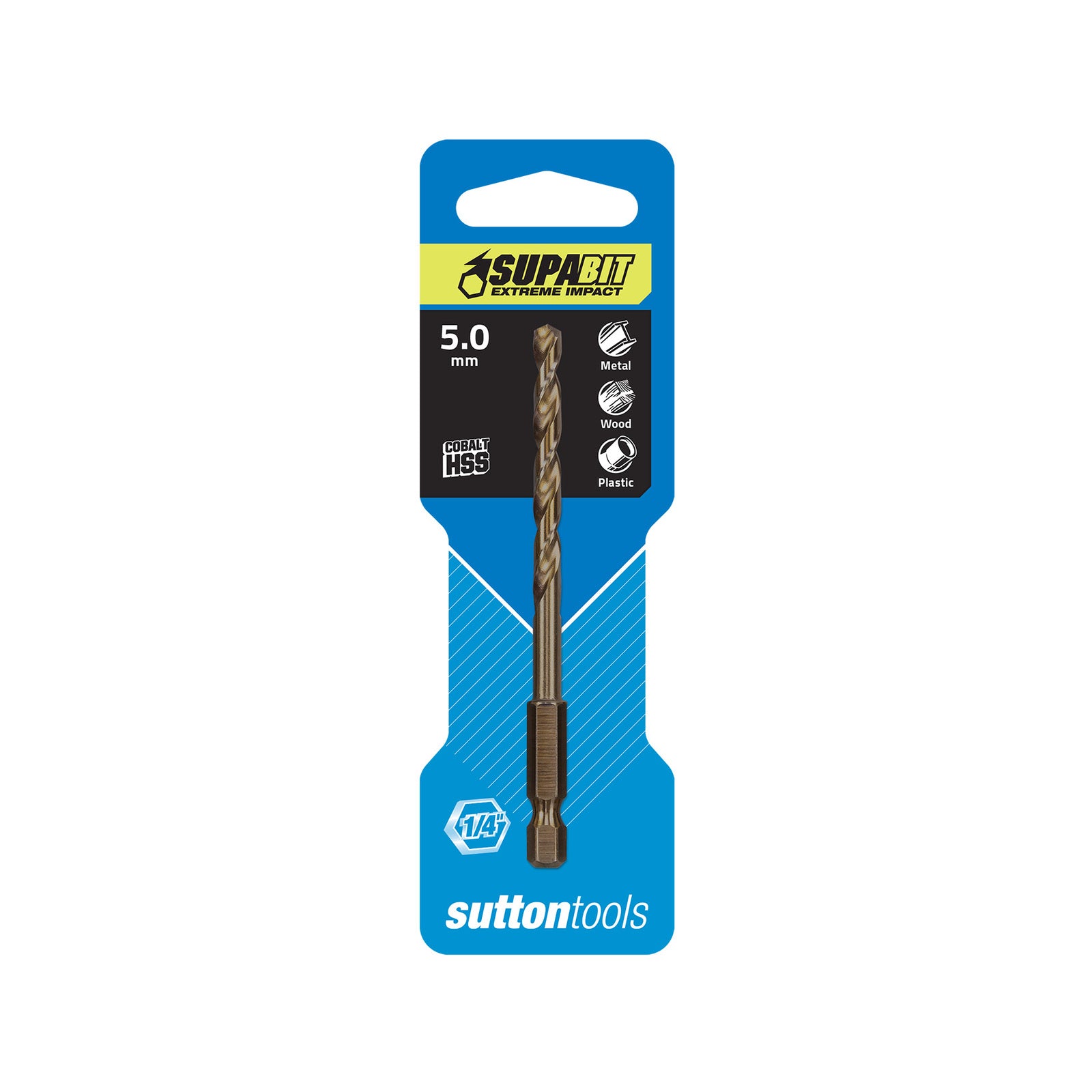 Sutton Tools 5mm Supabit Impact Drill Bit HSS Co for Metal, Timber & Plastic