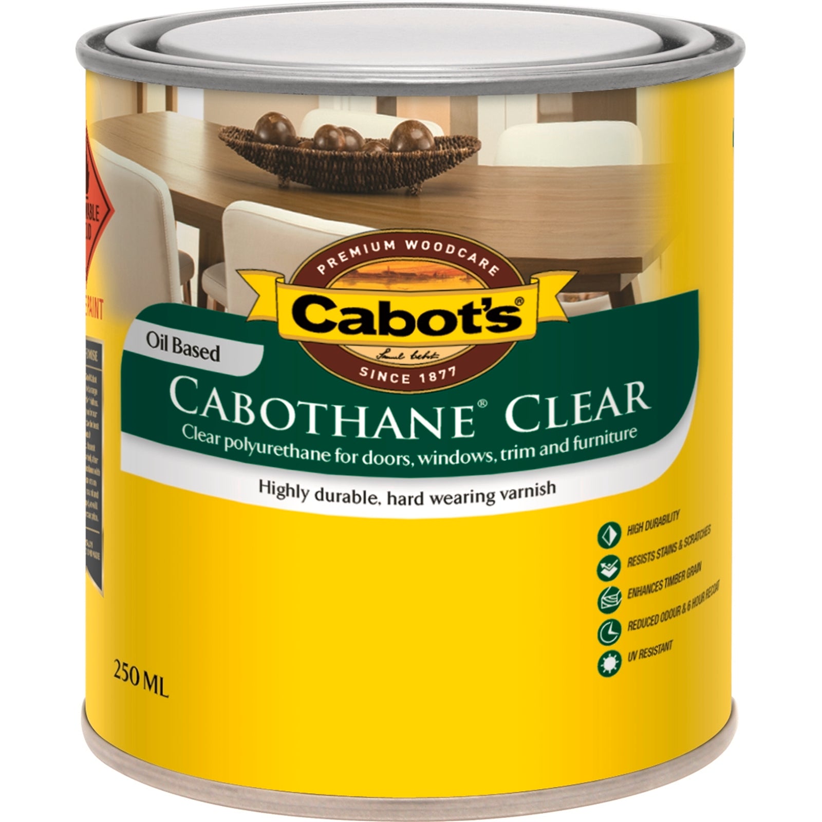 Cabot's 250ml Cabothane Clear Matt Oil Based Polyurethane Timber Varnish, Splatter Resistant