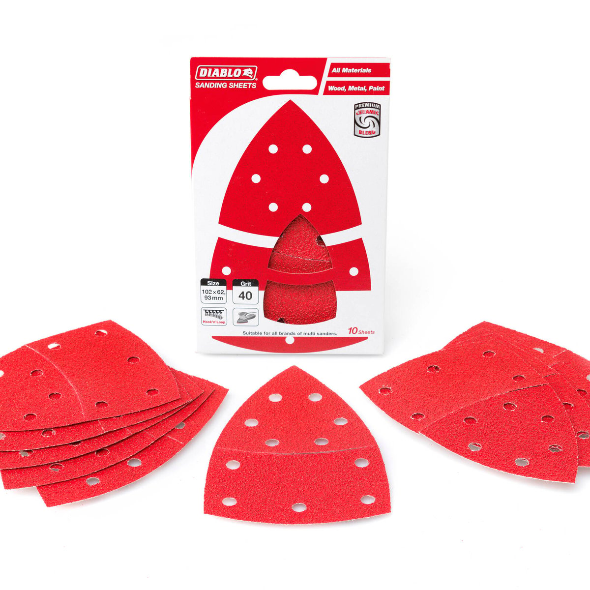 Diablo 102 x 62mm 40 Grit All Surface Multi Sander Sheets - 10 Pack