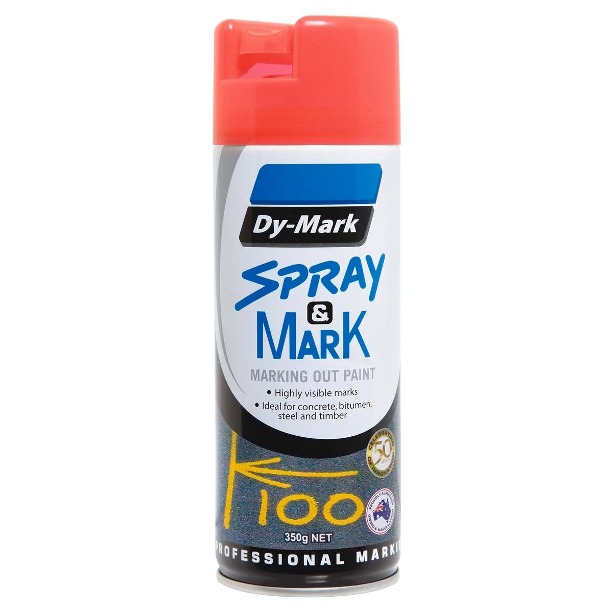 Dy-Mark Fluoro Orange Spray Paint 350g Toluene-Free High Opacity - SuperSaverAU - view 1