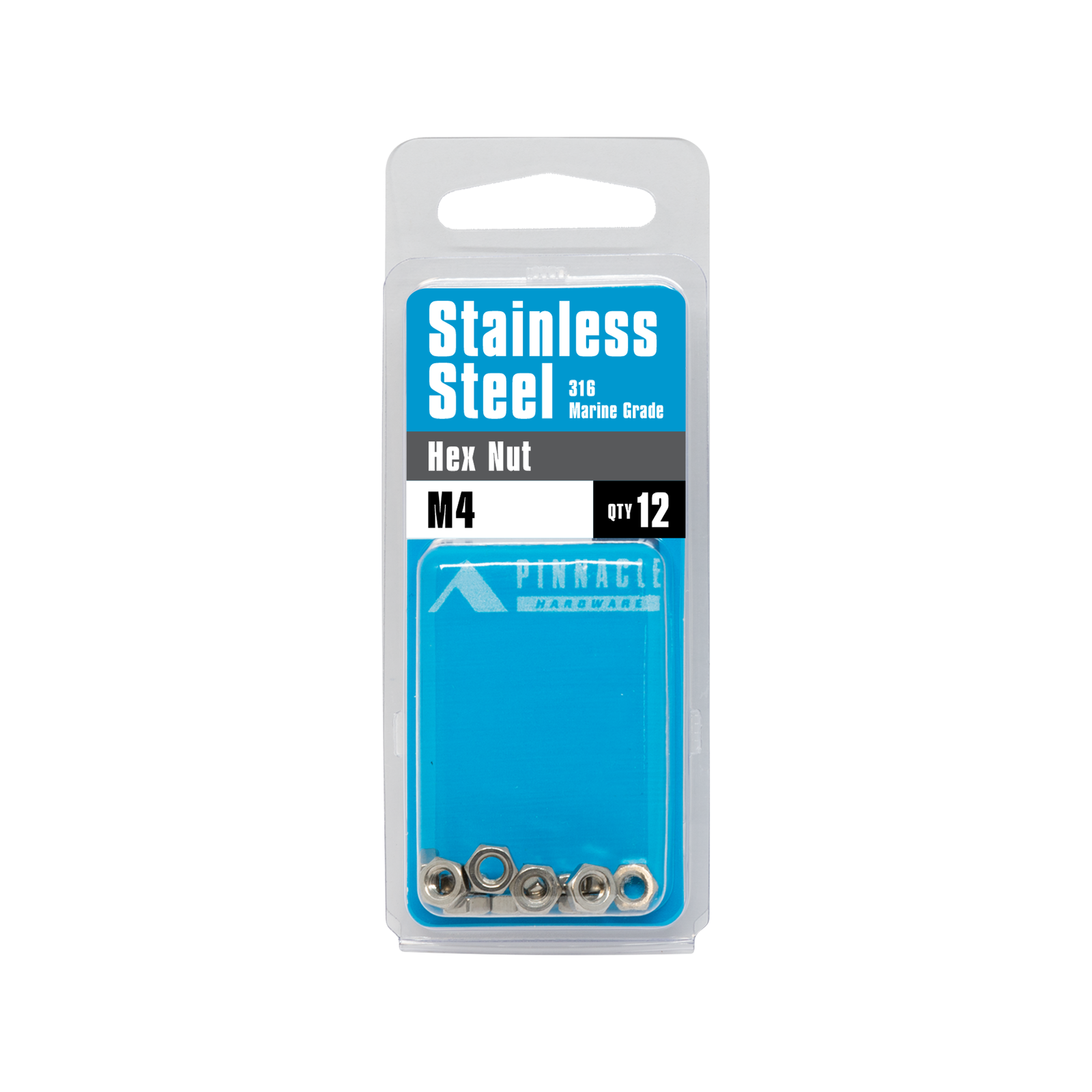 Pinnacle M4 316 Stainless Steel Hex Nuts - 12 Pack