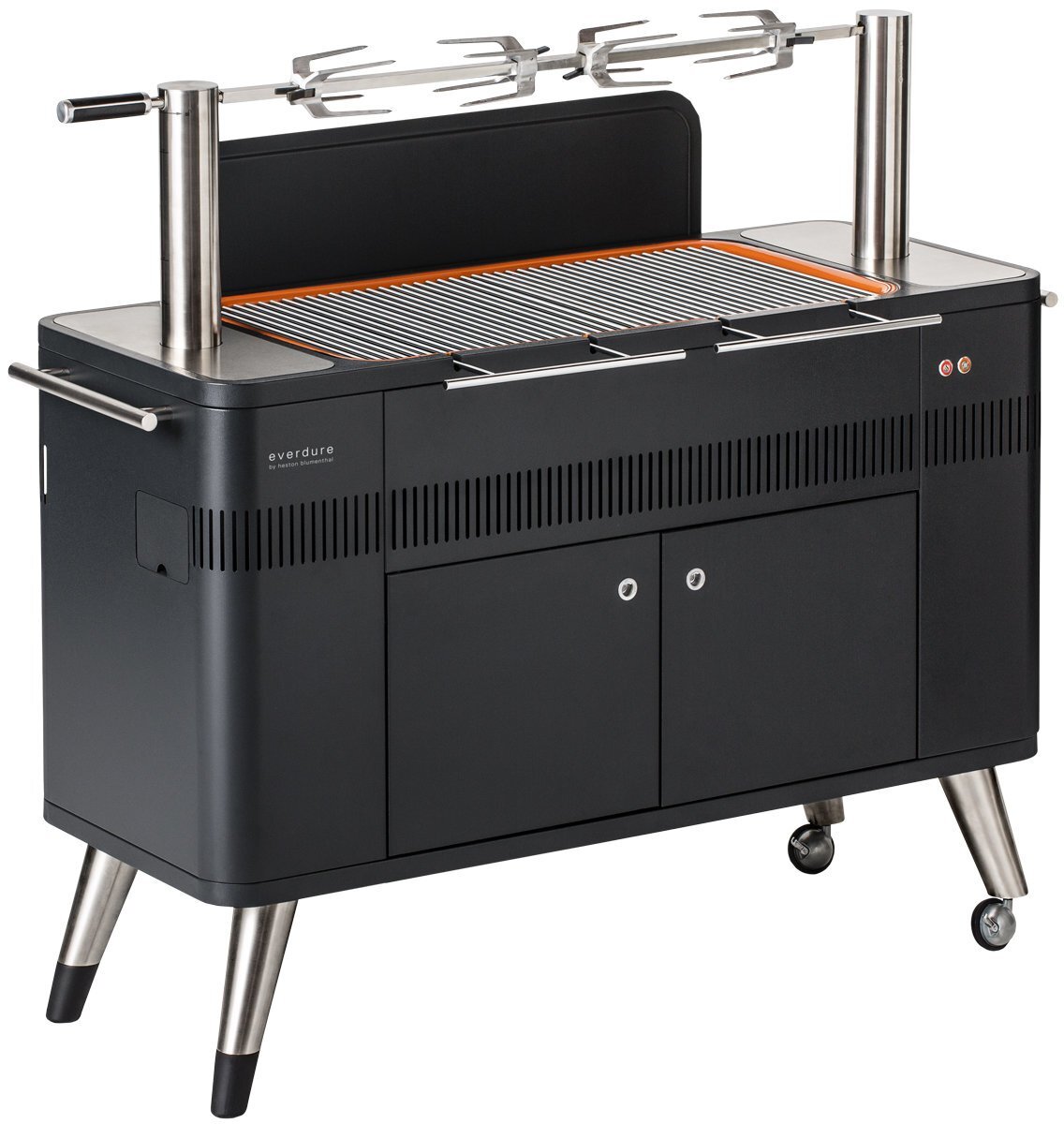 Everdure by Heston Blumenthal Hub Charcoal BBQ - Black, Electric Ignition, Rotisserie - HBCE2B