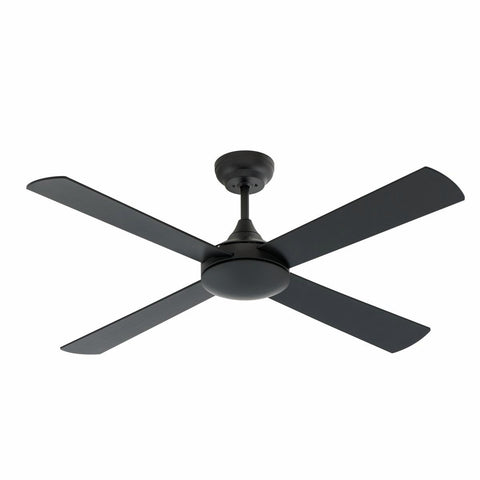 Arlec 130cm Matte Black Boston II 4 Blade Ceiling Fan - Remote, 6 Speed, 30W DC, DCF2027