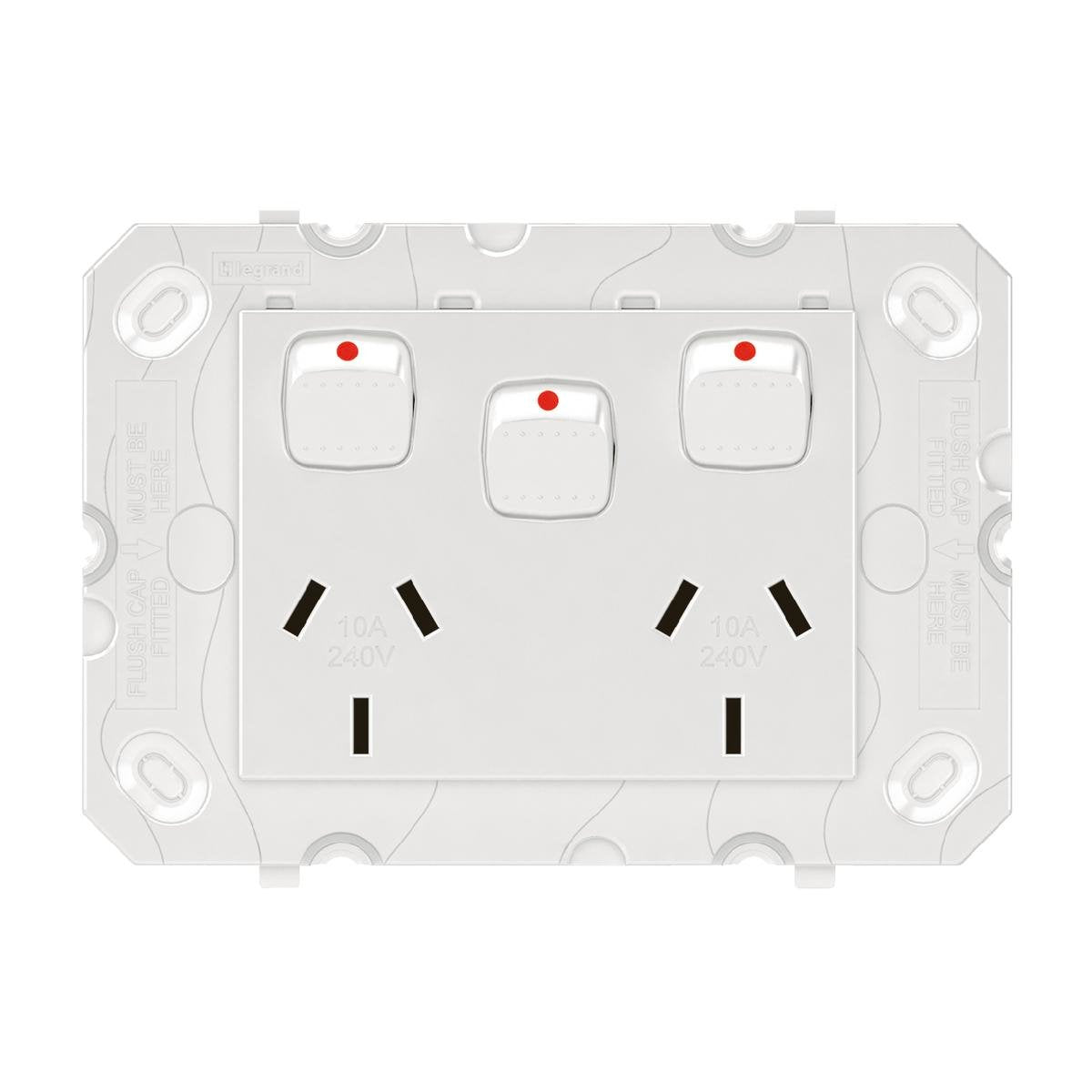 HPM Arteor Double Powerpoint with Extra Switch 10A 240V - White - SuperSaverAU - view 1