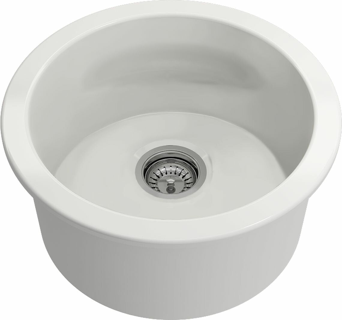 Turner Hastings Cuisine Round 47 Single Bowl Sink - Fine Fireclay, Gloss White, 27L - CUR47FS