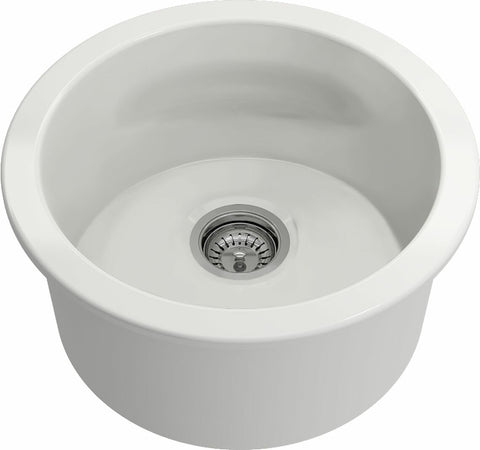 Turner Hastings Cuisine Round 47 Single Bowl Sink - Fine Fireclay, Gloss White, 27L - CUR47FS