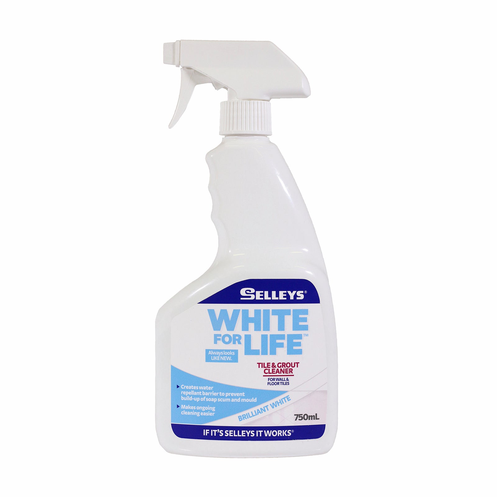 Selleys White For Life Tile & Grout Cleaner 750g Trigger Spray Indoor
