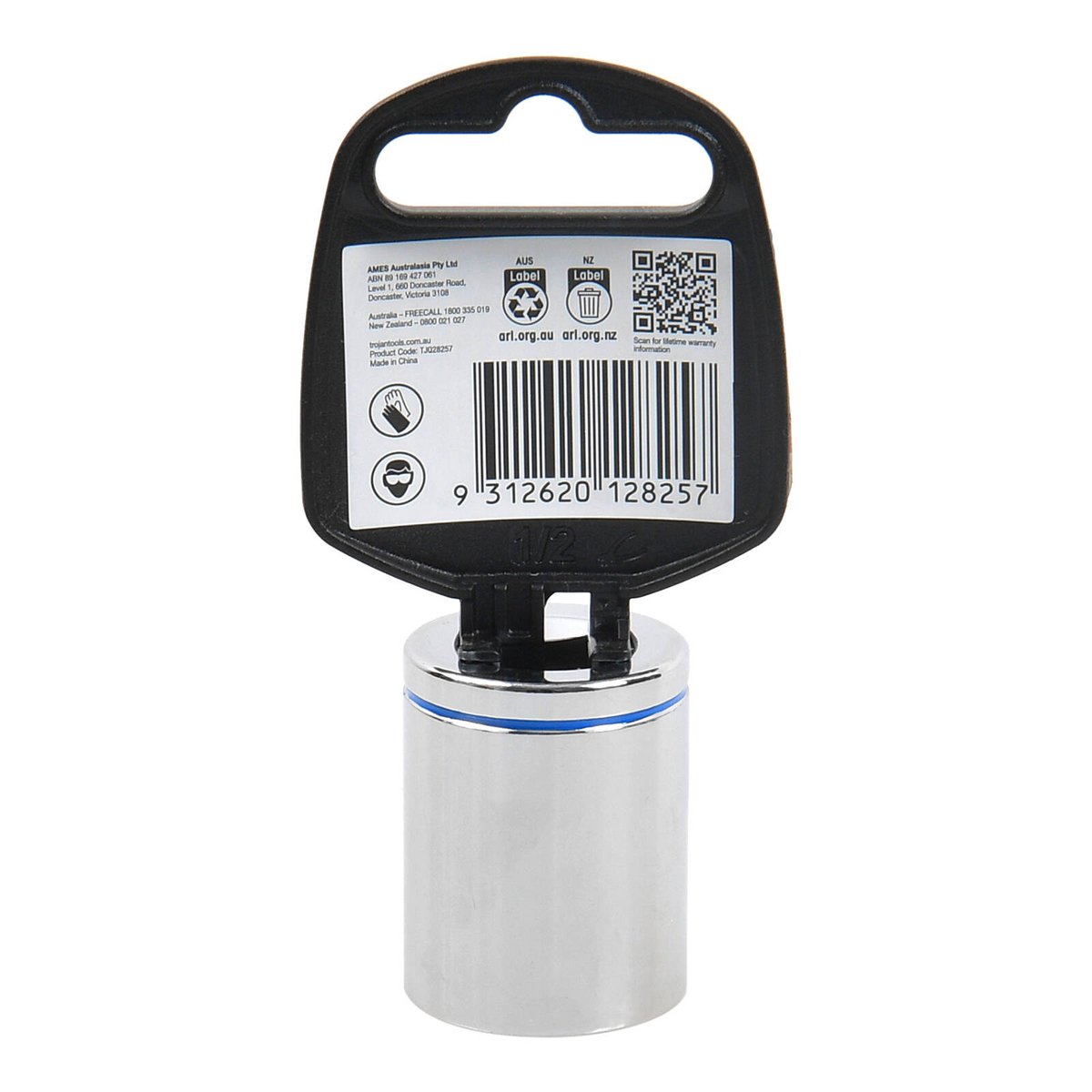 Trojan 22mm Socket 1/2" Drive, Chrome Vanadium 12 Point Metric
