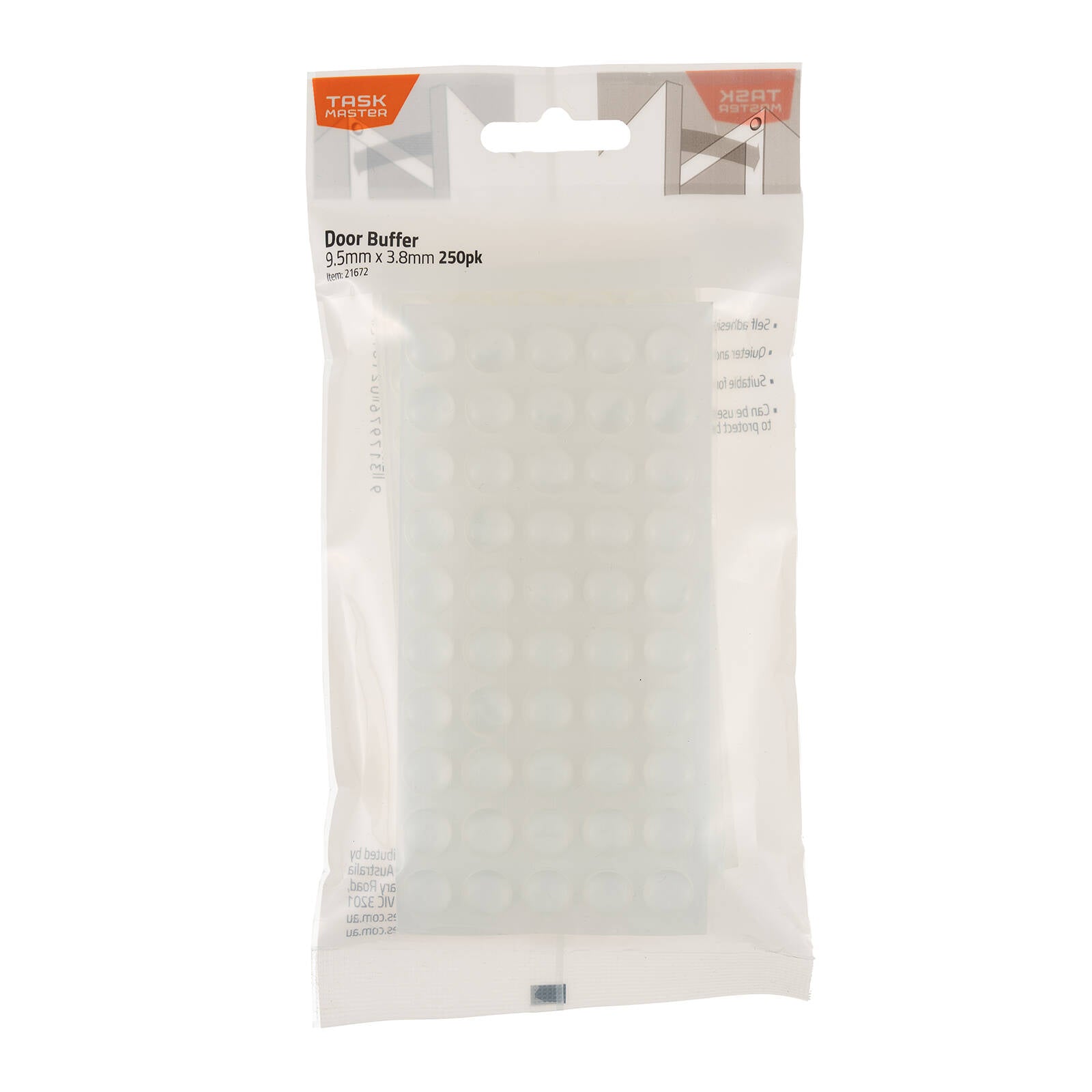 Taskmaster 9.5 x 3.8mm Clear Silicone Rubber Door Buffer - 250 Pack