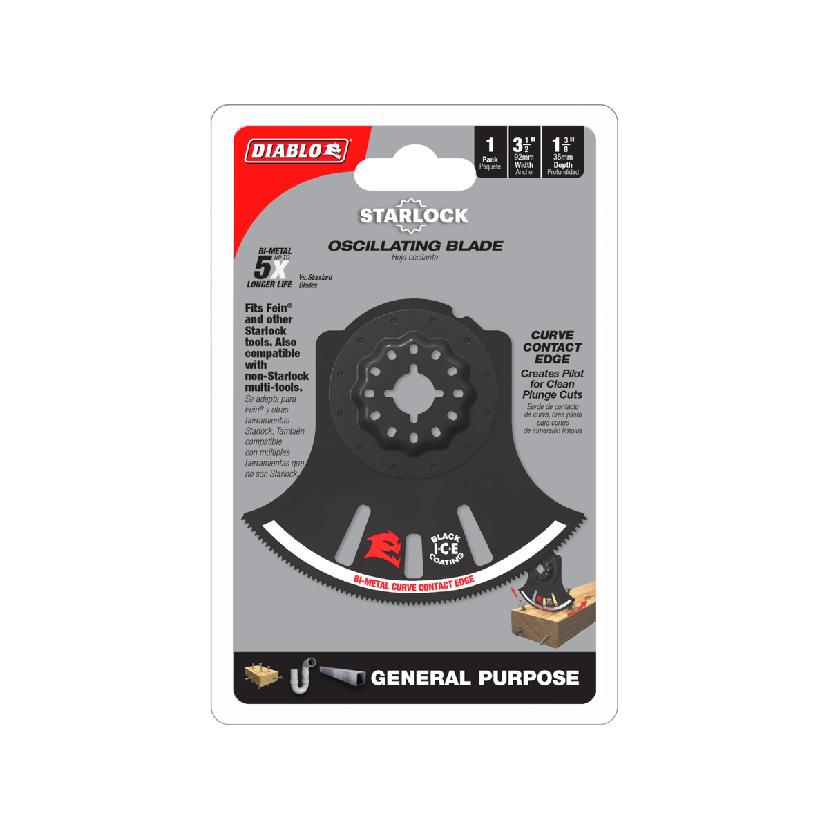 Diablo 92mm Starlock Bi-Metal Multi-Tool Blade for General Purpose Cuts