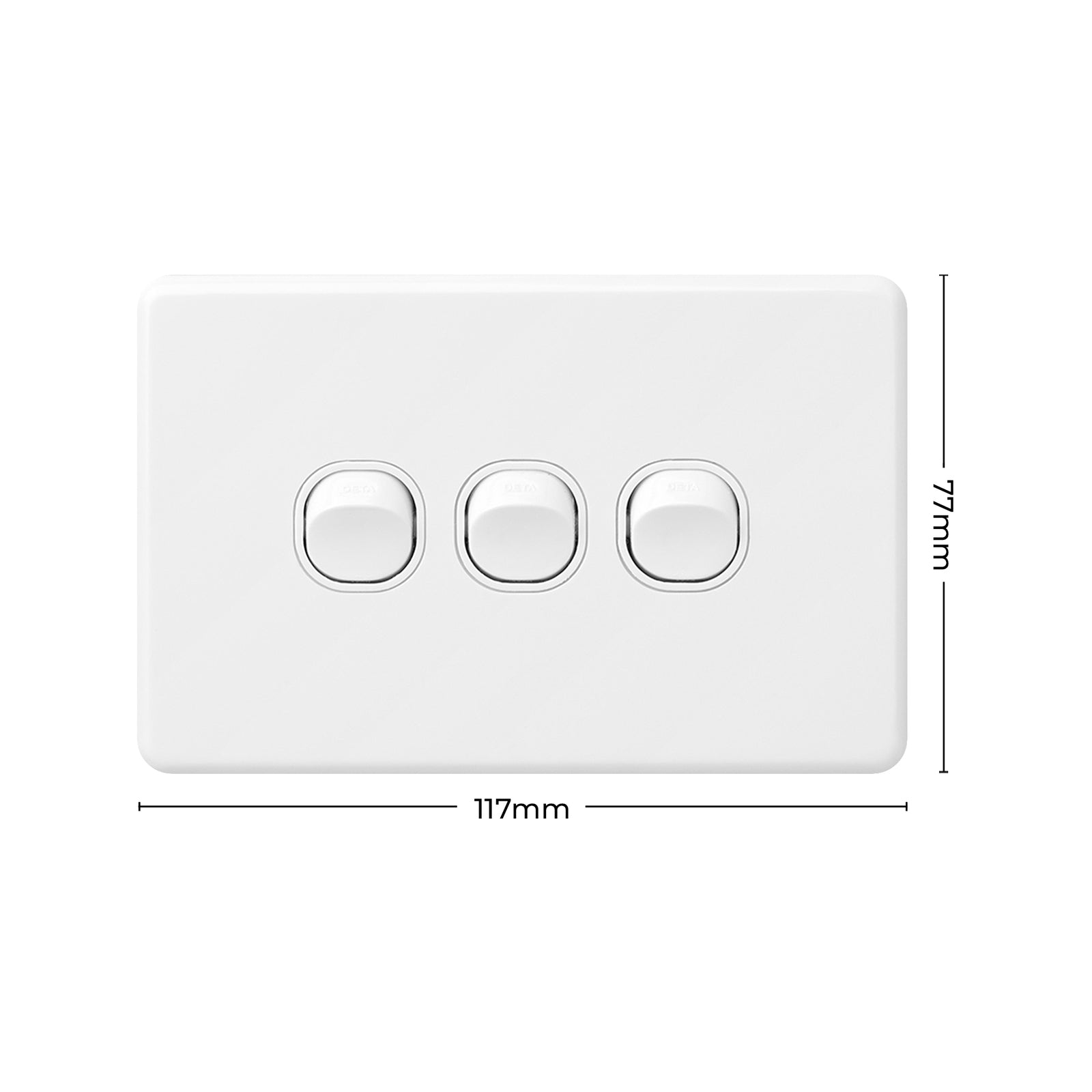 DETA X6 Triple Switch 3 Gang White Polycarbonate 10A 240V