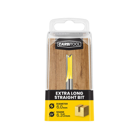 Carbitool 6.00mm TCT XL Extra Long Straight Router Bit, Double Flute
