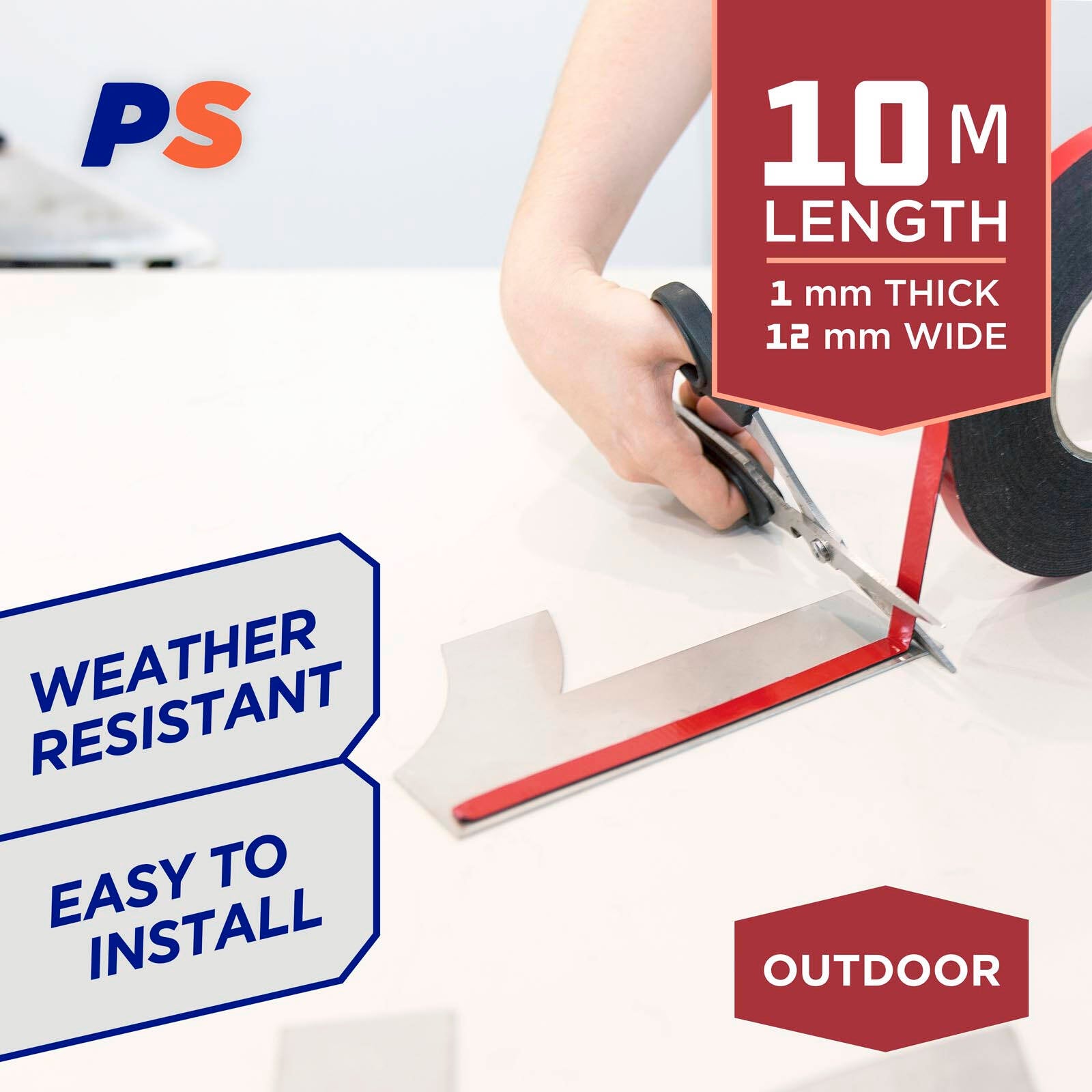 Permastik 12mm x 10m Outdoor Weather Resistant Foam Mounting Tape Roll, Indoor/Outdoor