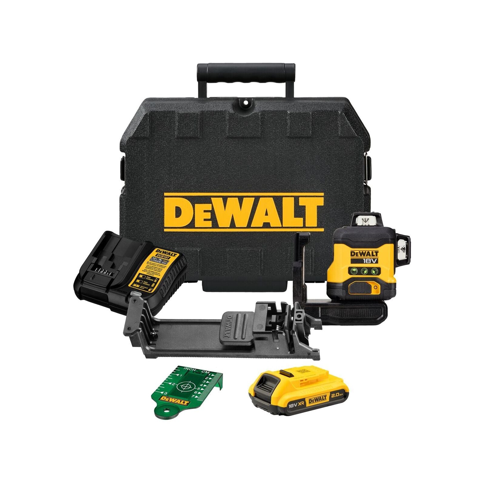 DeWALT 18V XR Compact 3 x 360 Green Beam Multiline Laser Combo Kit DCLE34031D1-XE
