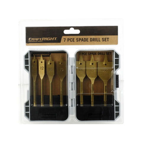 Craftright 7 Piece Flat Spade Wood Drill Bit Set 10-32mm
