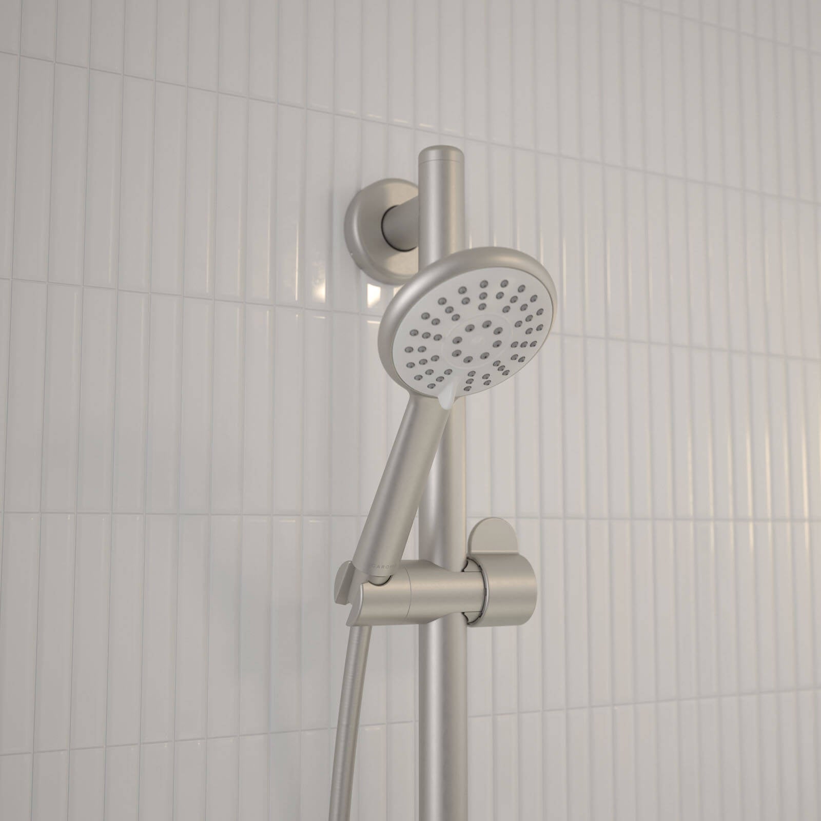 HomeCare by Caroma 900mm Brushed Nickel Rail Shower Set, 9L/min 3 Star WELS