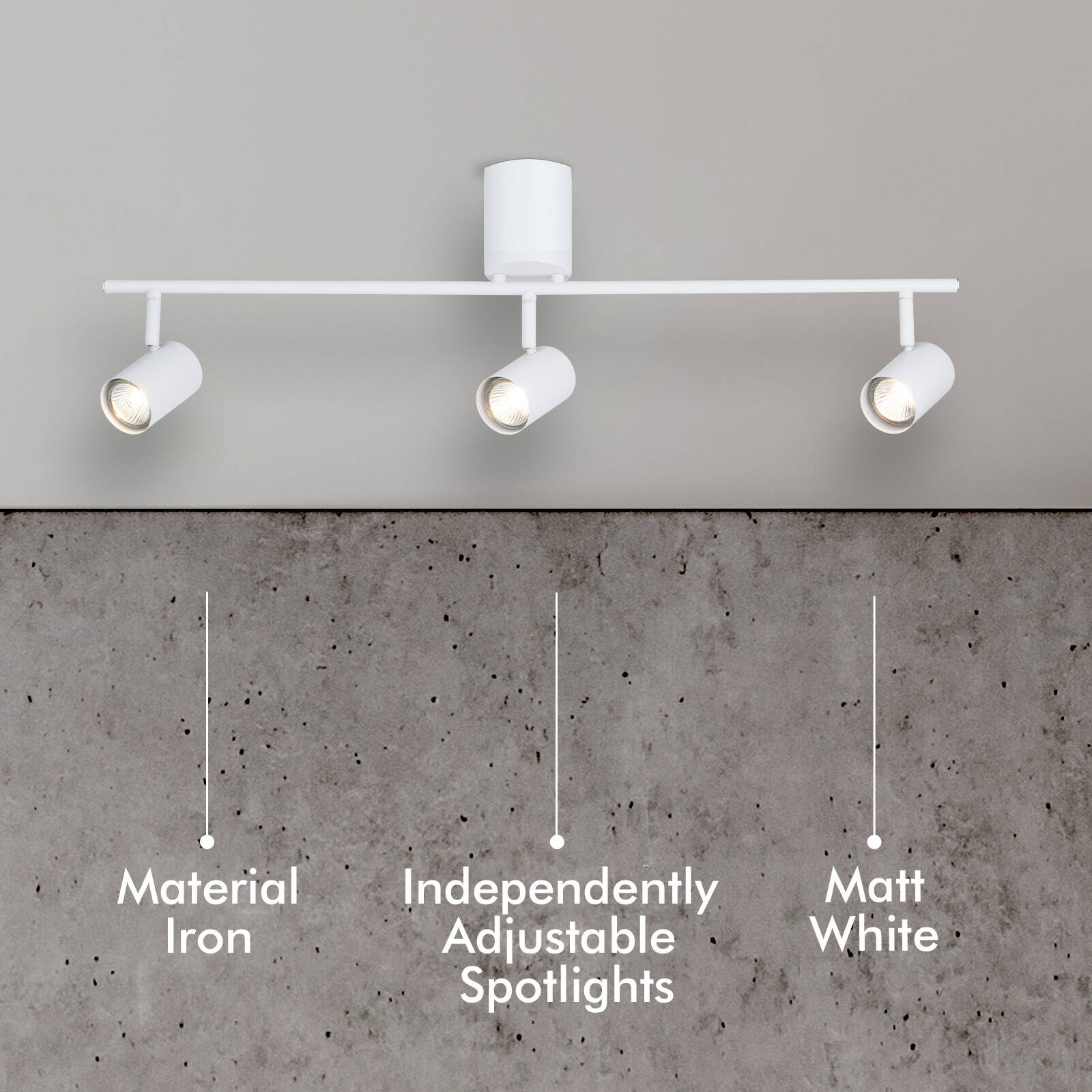Verve Design Gabriella White DIY 3 Head Adjustable GU10 Spotlight - Hardwired Indoor (SL2211WH)