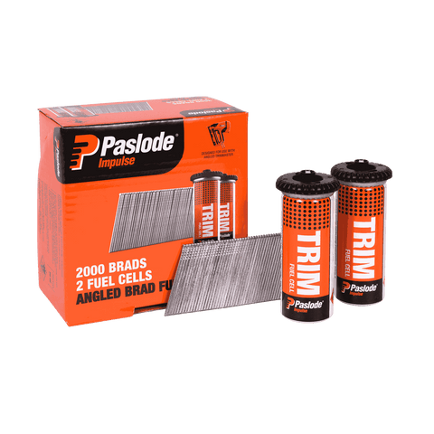 Paslode 63 x 1.6mm 20° Impulse Angled Brads with Fuel - Zinc Plated, 16 Gauge, 2000 Pack