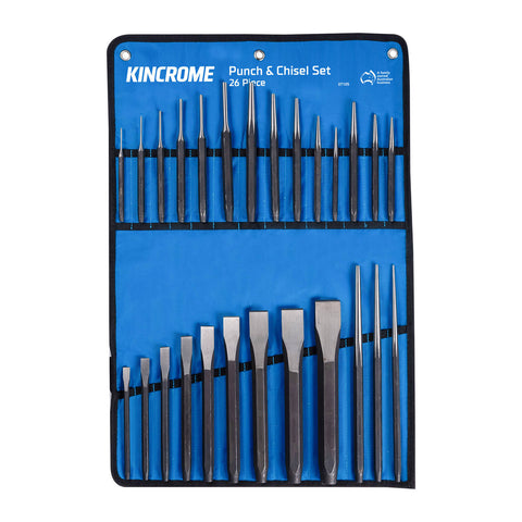 Kincrome 26 Piece Chrome Vanadium Steel Punch and Chisel Set Black