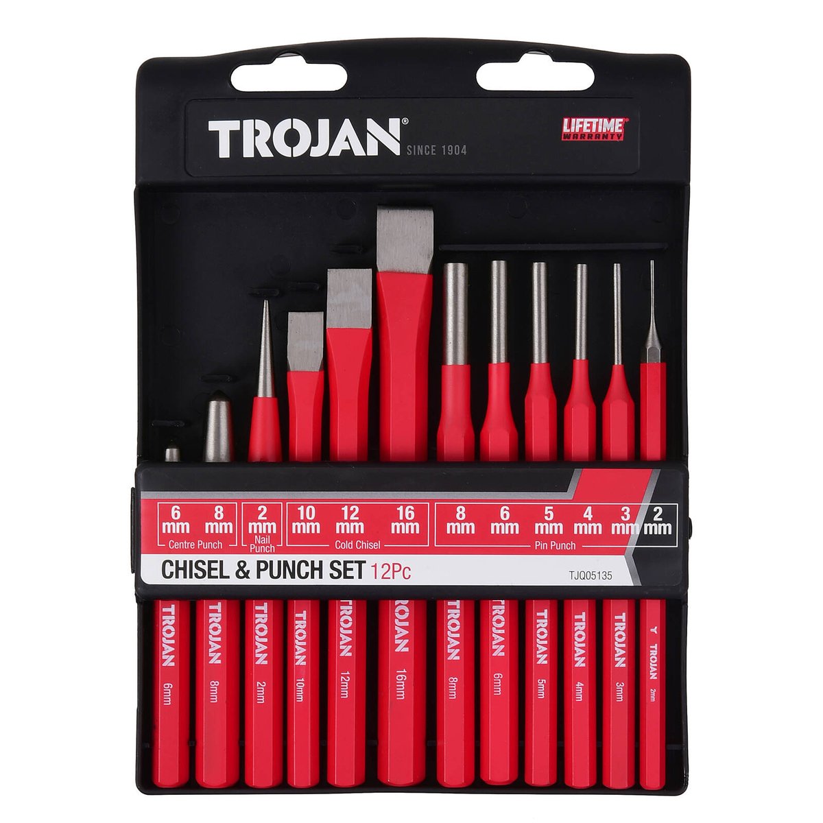 Trojan Chisel and Punch Set 6mm to 16mm - 12 Piece