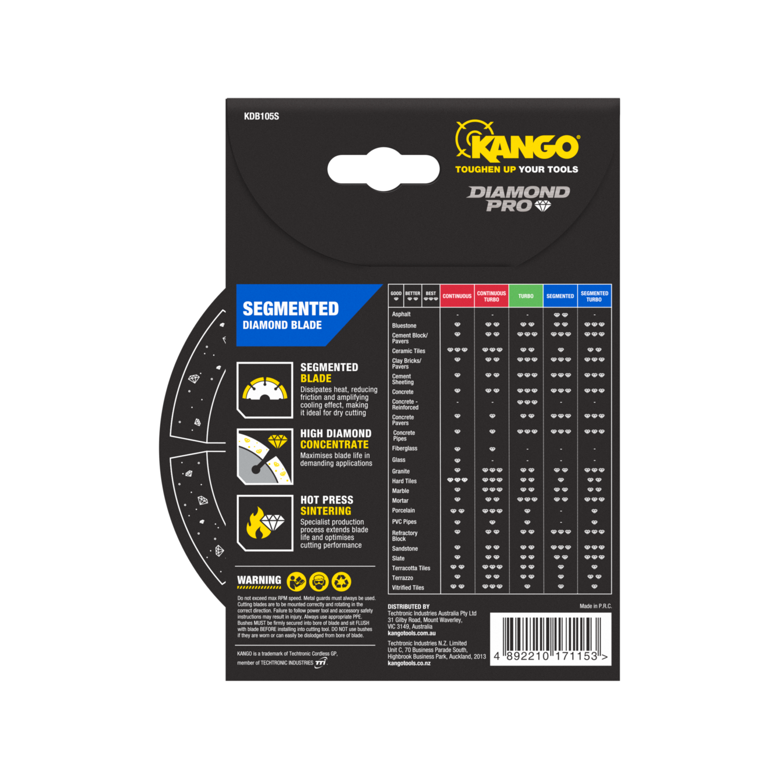 Kango 105mm Segmented Diamond Saw Blade KDB105S