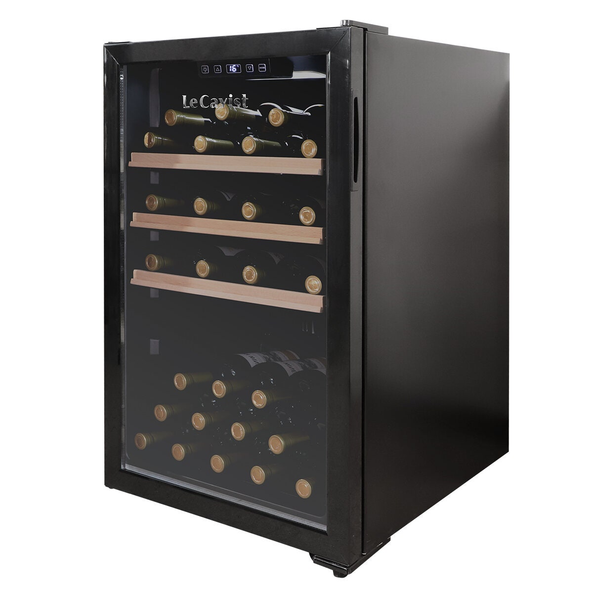 LeCavist 126L Single Zone 63 Bottle Wine Fridge - Black, Freestanding or Underbench, Frost Free - LKCV63N