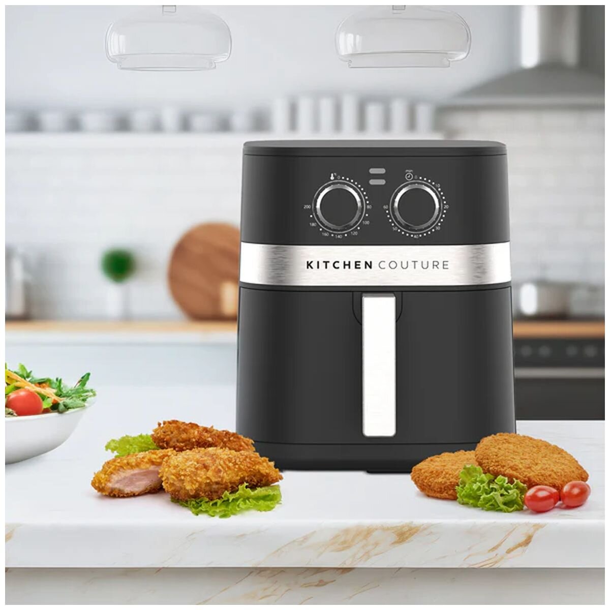 Kitchen Couture Compact Air Fryer 5.5L - Black - Dual Dial Controls, Auto Shut-Off Timer - 10005260
