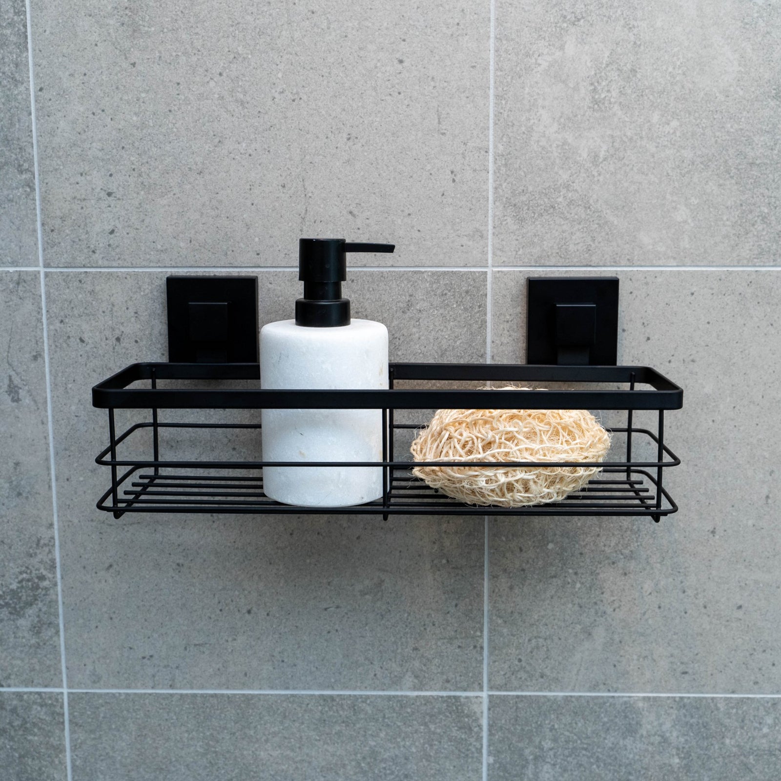 Fusion-Loc 26kg Large Suction Shower Caddy - Matte Black Powder Coated Steel