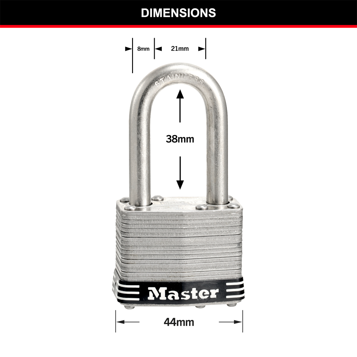 Master Lock 44mm Padlock 2 Pack - Laminated Stainless Steel - Weather Resistant - SuperSaverAU - view 4
