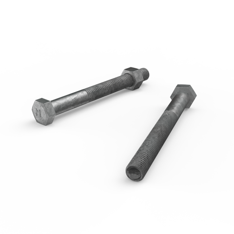 Zenith M12 x 120mm Hot Dip Galvanised Hex Head Bolt and Nut - 4.6 Grade Steel