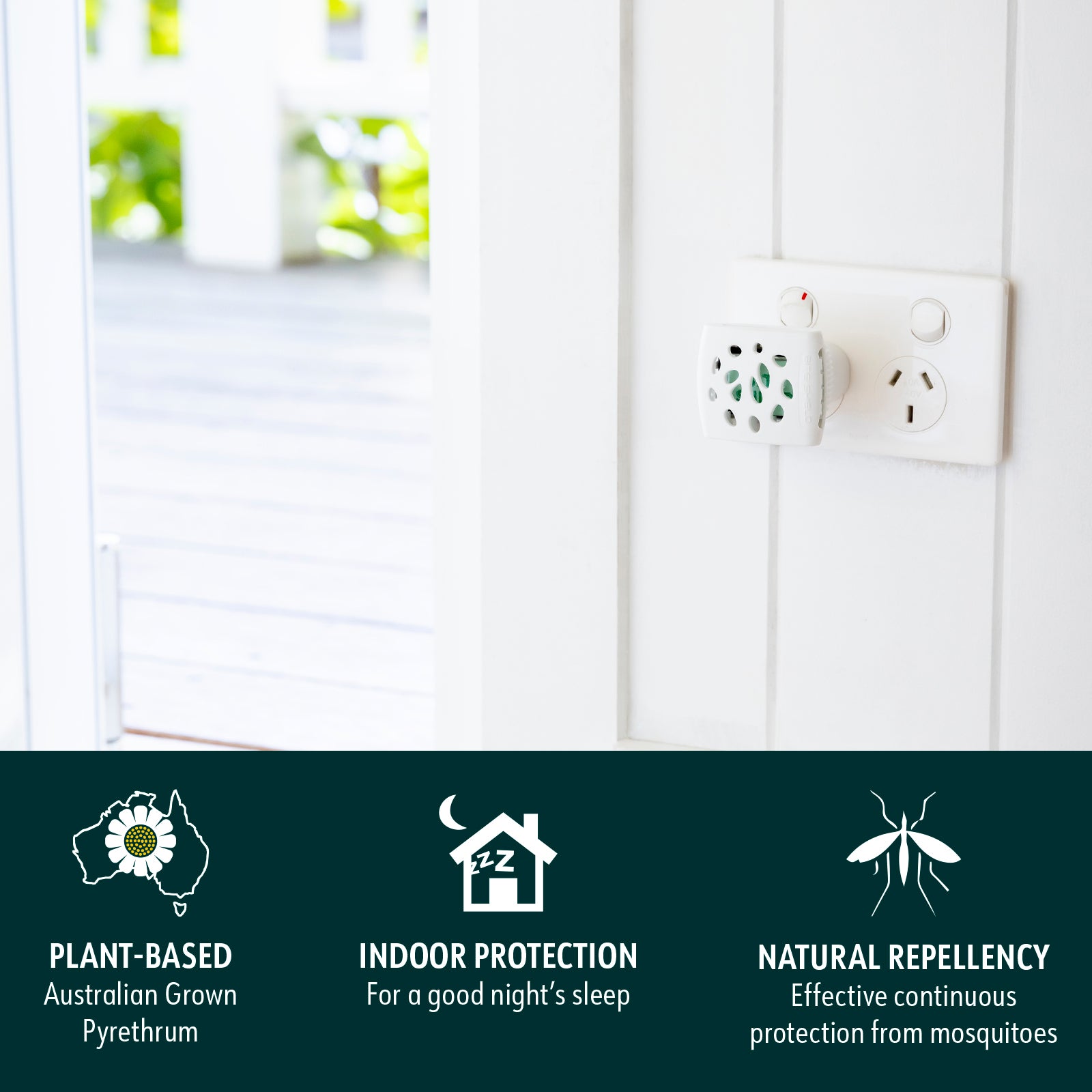 Bite Shield Natural Plug-In Mosquito Repeller, Indoor, Plant-Based Pyrethrum, BSH-ED93