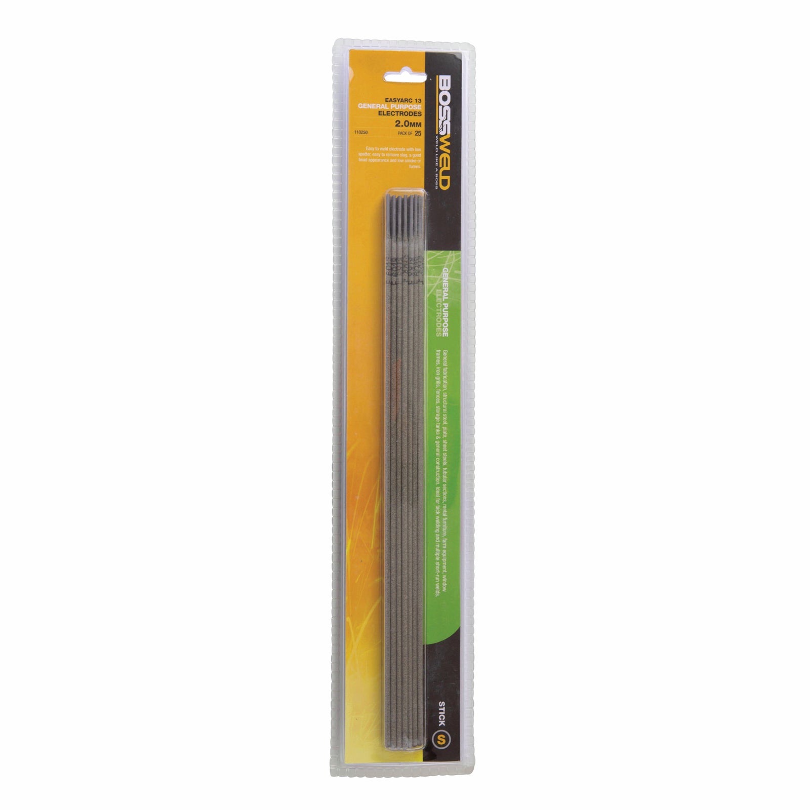 Bossweld 6013 2.0mm General Purpose All Position Welding Electrodes - 25 Pack