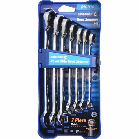 Kincrome 7 Piece Reversible Gear Spanner Set Chrome Vanadium Steel
