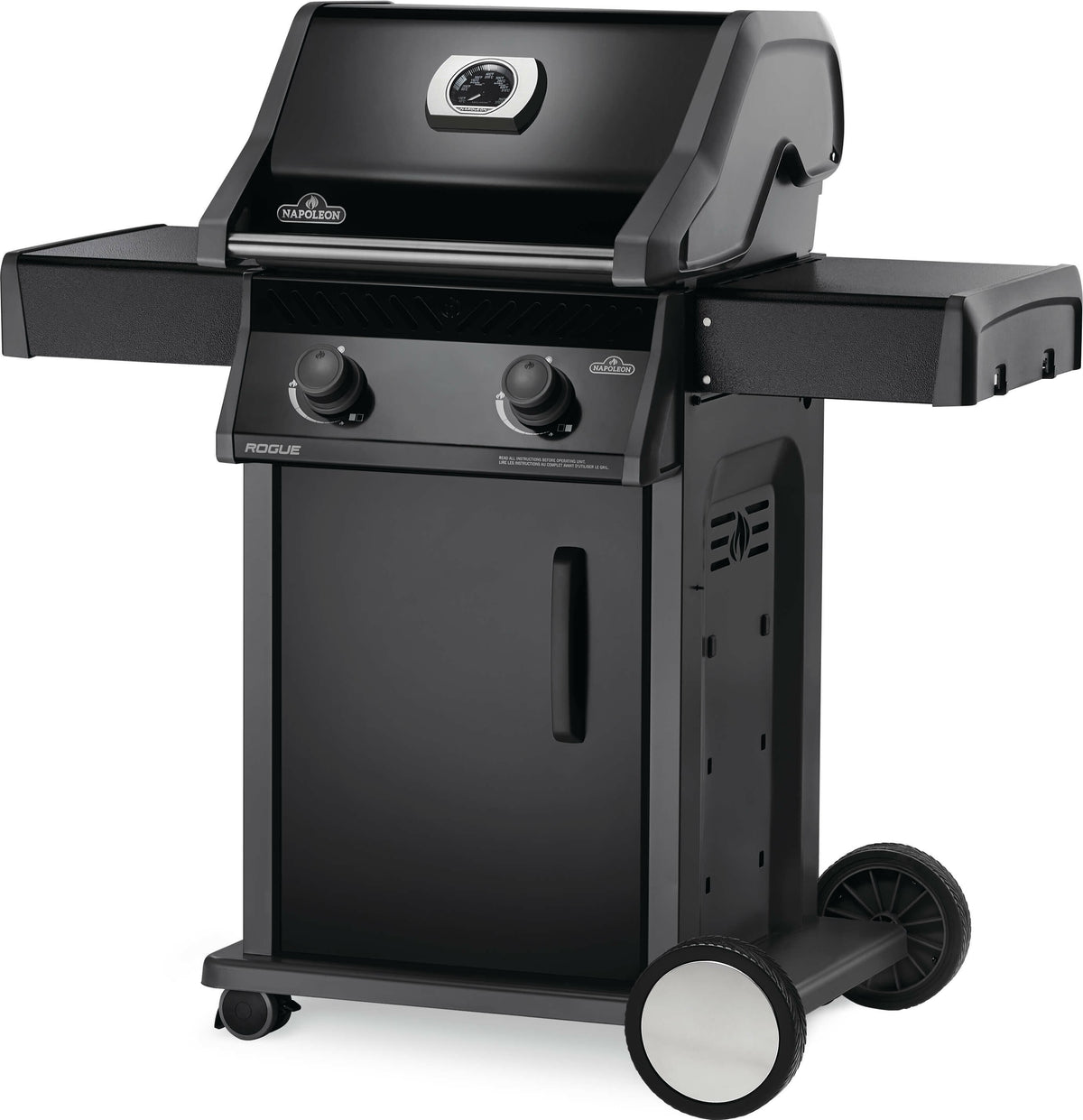 Napoleon Rogue 2 Burner LPG BBQ - Dual-Level Sear Plates - Wave Cast Iron Cooking Grids - Black - R365PK-1-AU