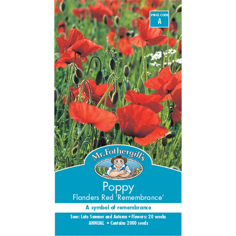 Mr Fothergill's Poppy Flanders Red Flower Seeds - Hardy Red Annual 60cm