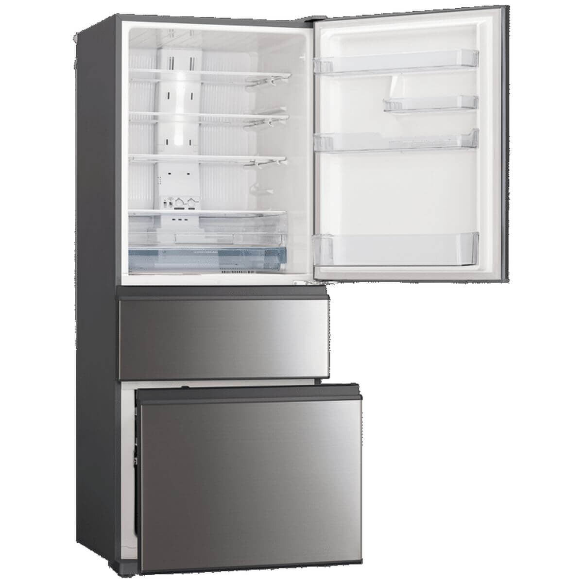Mitsubishi Electric 450L Bottom Mount 3D Fridge - Sterling Silver, Automatic Ice Maker - MR-CX450ER-SS-A