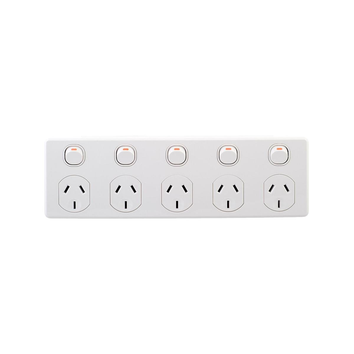 DETA Five Outlet Power Point White Polycarbonate 10A 250V for Kitchens