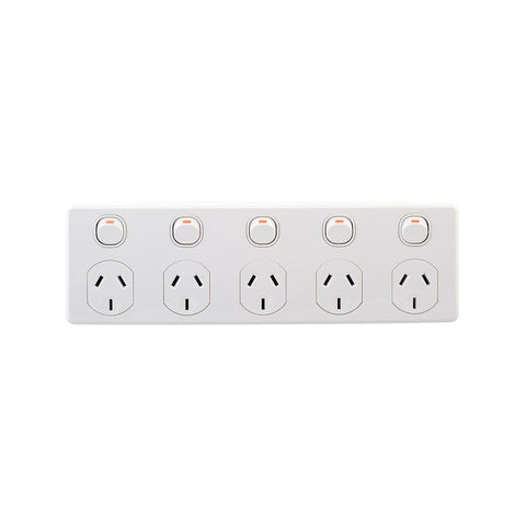 DETA Five Outlet Power Point White Polycarbonate 10A 250V for Kitchens
